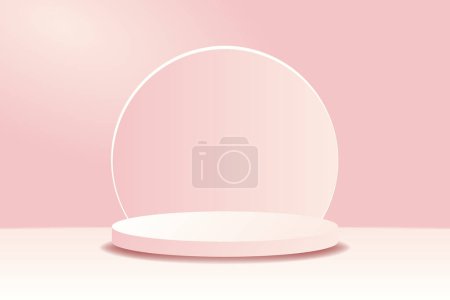 Soft pink abstract background with podium for product advertising