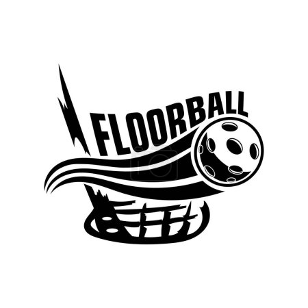 Unihockey. Floorball-Emblem für Sie entwerfen. Vektorillustration