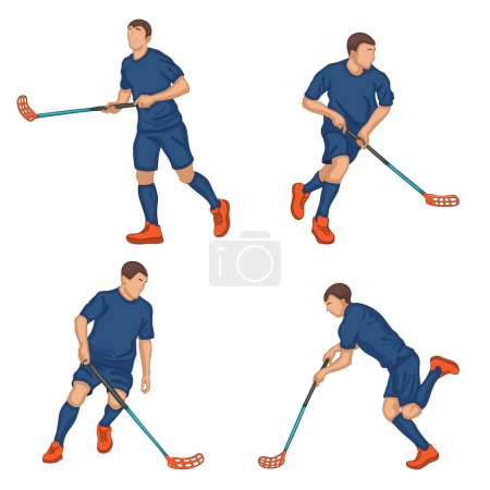 Illustration for Floorball player silhouette background concept. Vector illustration - Royalty Free Image