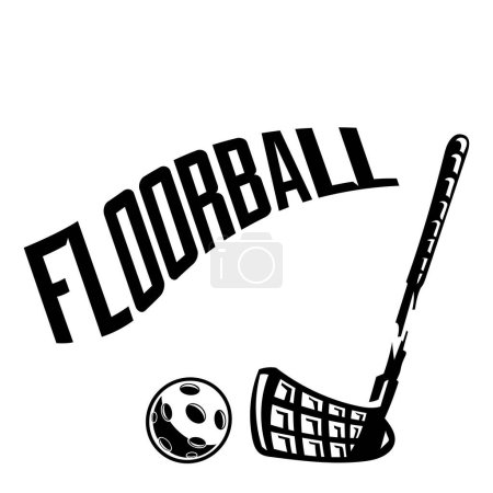 Unihockey. Floorball-Emblem für Sie entwerfen. Vektorillustration