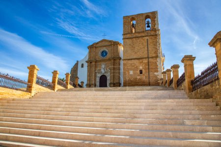 Staircase and facade of the Cathedral of Saint Gerlandof in Agrigento, Sicily