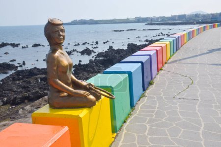 Foto de Hermoso camino del arco iris en una isla en Corea del Sur - Imagen libre de derechos