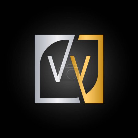 VV Vecteur de modèle de conception de logo avec fond carré.