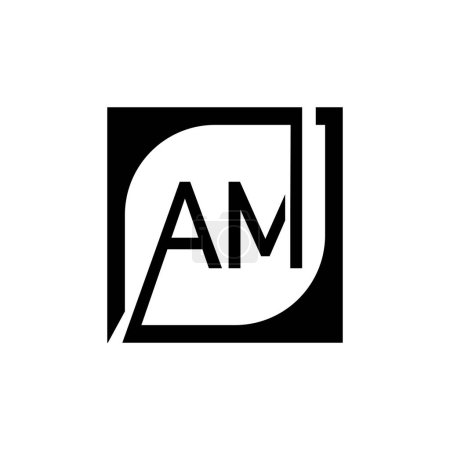 Modèle de conception de logo AM vecteur avec fond carré.