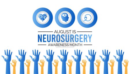Der Monat des Bewusstseins für Neurochirurgie wird jedes Jahr am August.Banner-Design-Vorlage Vector Illustration Hintergrunddesign beobachtet.