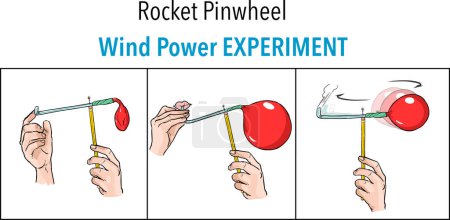 Illustration for Rocket pinwheel wind power experiment vector illustration - Royalty Free Image