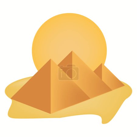 Illustration for Egyptian pyramids isolated on white background. Egypt travel. Pyramids logo in flat style. vVector illustration. - Royalty Free Image