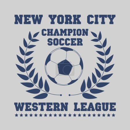 New York college style soccer t-shirt design. Sport apparel print. Vector illustration
