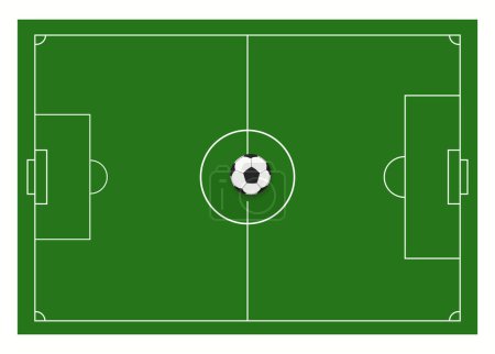 Football field concept. Vector illustration of classic soccer field with green finish. Football and match icon.