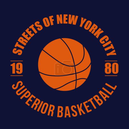 Tipografía deportiva de baloncesto, camiseta NYC, ilustración vectorial
