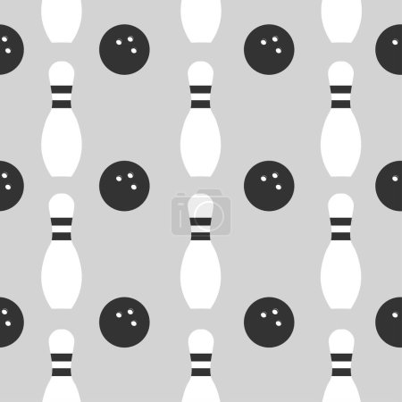 Bowling Balls And Pins Seamless Pattern. Vector illustration