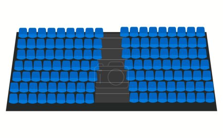 tribune siège bleu stade isolé sur fond blanc. Illustration vectorielle