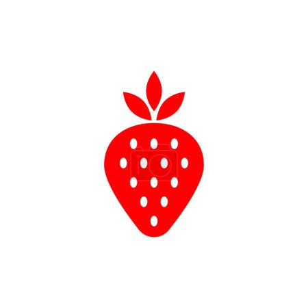 eps10 red vector Garden strawberry fruit solid art icon isolated on white background. strawberries symbol in a simple flat trendy modern style for your website design, logo, and mobile app