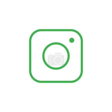 eps10 green vector camera abstract line art icon isolated on white background. social media outline symbol in a simple flat trendy modern style for your website design, logo, and mobile application