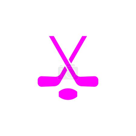 Illustration for Eps10 pink vector Field Hockey icon or logo isolated on white background. crossed field hockey sticks and ball symbol in a simple flat trendy modern style for your website design, and mobile app - Royalty Free Image