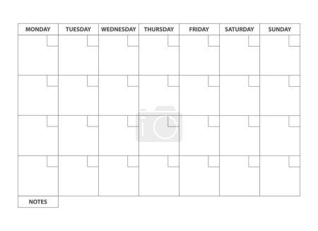 Illustration for Eps10 vector illustration of a Minimal Monthly Calendar Without Dates on white background - Royalty Free Image