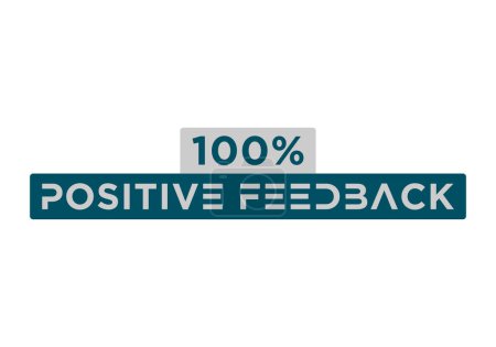 Illustration for Eps10 100% percentage positive feedback sign label vector art illustration with fantastic sans serif font and blue color isolated on white background - Royalty Free Image