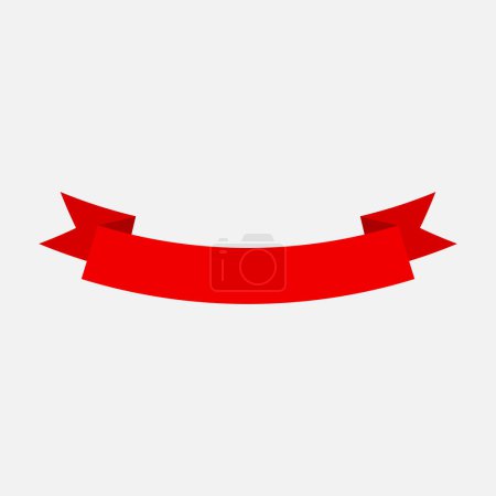Téléchargez les photos : Modèle d'icône de logo de bannière de ruban rouge vectoriel eps10 isolé sur fond gris - en image libre de droit