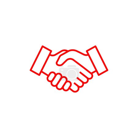 Téléchargez les photos : Eps10 illustration de Business poignée de main ligne icône de l'art. contrat contrat plat vecteur contour symbole en couleur rouge isolé sur fond blanc - en image libre de droit