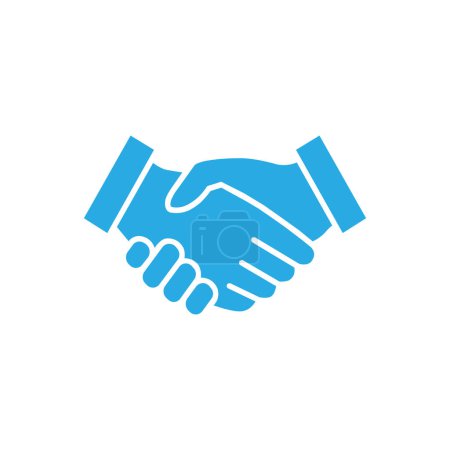 Téléchargez les illustrations : Eps10 illustration de l'icône de poignée de main d'entreprise. contrat contrat plat vecteur symbole de couleur bleue isolé sur fond blanc - en licence libre de droit
