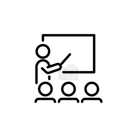 Ilustración de Línea de formación logotipo de arte o icono, signo lineal taller aislado sobre fondo blanco. ilustración de vectores de contorno editable eps10 - Imagen libre de derechos
