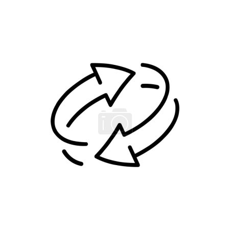 Téléchargez les illustrations : Deux flèches icône de contour de spin, recycler rond, cercle rafraîchir ou redémarrer, mince ligne symbole d'art isolé sur fond blanc. illustration vectorielle de course modifiable eps10 - en licence libre de droit