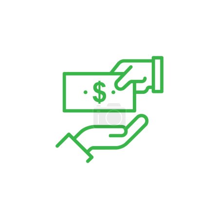 Téléchargez les photos : Vert donner argent vectoriel icône de contour isolé sur fond blanc. Style d'illustration Format de fichier EPS 10 - en image libre de droit