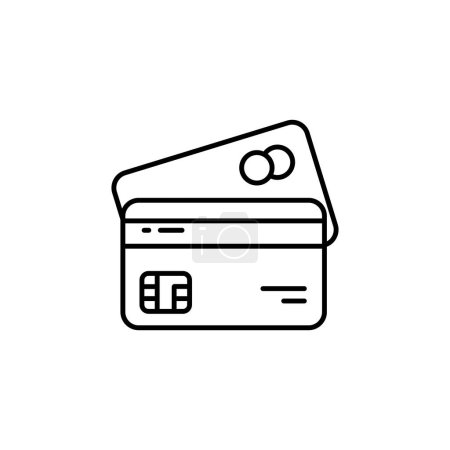 diseño de arte de línea vectorial de tarjeta ATM negro en estilo moderno aislado sobre fondo blanco. tarjeta para pagos en línea y retiro de efectivo.