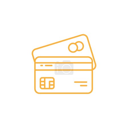 Orange Geldautomatenkarte Vektor Line Art Design in modernem Stil isoliert auf weißem Hintergrund. Karte für Online-Zahlungen und Barabhebungen.
