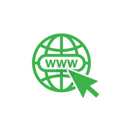 Ilustración de Verde icono del sitio web aislado sobre fondo blanco. Vector www icono - Imagen libre de derechos