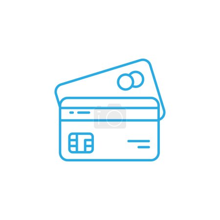 Téléchargez les illustrations : Bleu Atm carte vecteur ligne art design dans un style moderne isolé sur fond blanc. carte de paiement en ligne et retrait d'argent. - en licence libre de droit