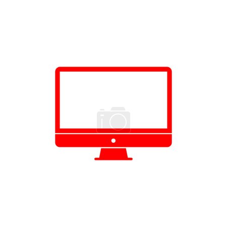 red Computer monitor icon isolated on white background