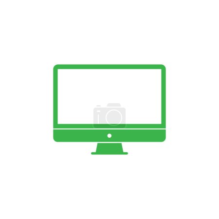 green Computer monitor icon isolated on white background