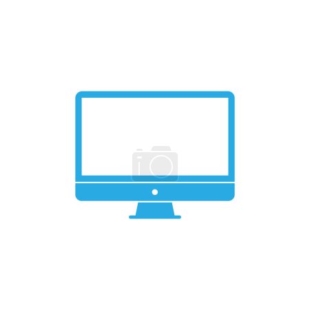blue Computer monitor icon isolated on white background
