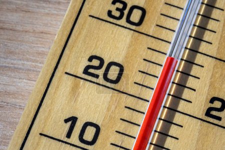 Photo for Straight close up Mercury room thermometer in celsius. - Royalty Free Image