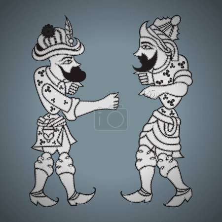 Illustration for Hacivat and Karagoz. Turkish culture puppets - Royalty Free Image