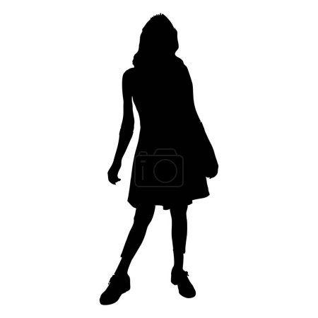 vector silhouette of a woman on white background.