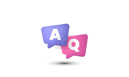 Ilustración de Ilustración icono vector realista 3d moderno habla burbuja q letras preguntas respuestas aisladas en el fondo - Imagen libre de derechos
