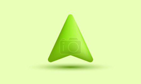 Téléchargez les illustrations : Illustration réaliste pointeur vert flèche icône 3d créatif isolé sur fond - en licence libre de droit