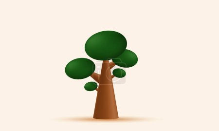 illustration realistic absract tree 3d icon creative isolated on background.Realistic vector illustration.
