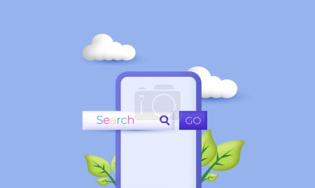 modern 3d realistic phone search illustration trendy icon 