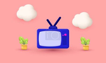 Ilustración de Ilustración 3d icono lindo viejo tv símbolos aislados en el fondo - Imagen libre de derechos