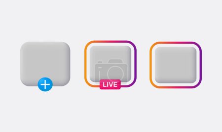 3d realistic icon social media story live stream new badge vector design
