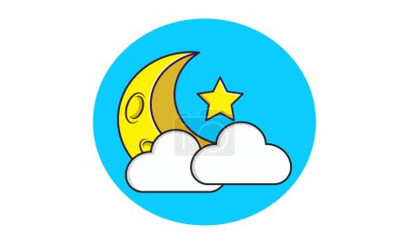 cute yellow crescent cloud moon vector