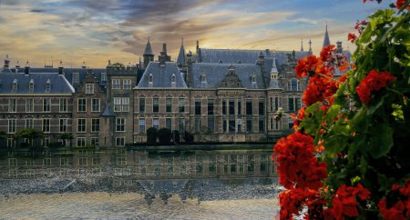 Photo for The Hague Binnenhof Palace beside the Hohvijfer canal. Netherlands - Dutch Parliament buildings. - Royalty Free Image