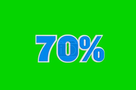 Photo for Price 70%. Number seventy percent shape 3d animation in white and blue colors on a green background - Royalty Free Image