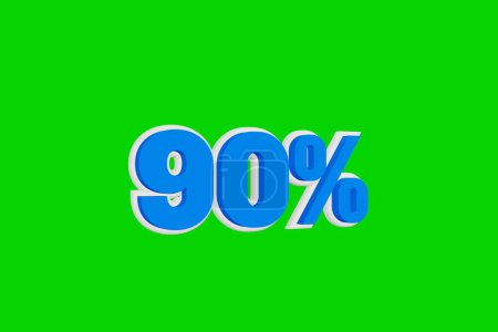 Photo for Price 90%. Number ninety percent shape 3d animation in white and blue colors on a green background - Royalty Free Image