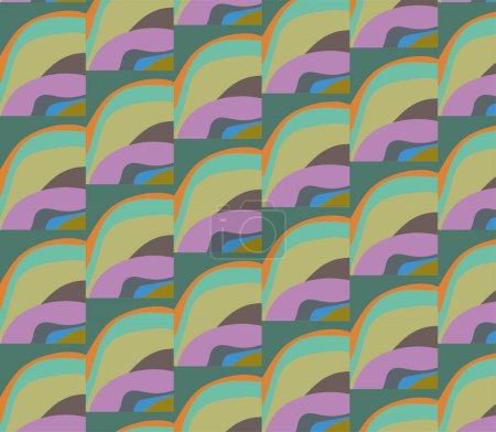 Ilustración de Patrón de línea ondulada en diferentes colores caóticos. Verde, naranja, rosa, marrón, azul. Ilustración vectorial - Imagen libre de derechos