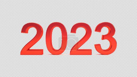 Téléchargez les photos : 2023 rouge texte 3D isolé sur fond transparent png, heureux nouveau concept de toile de fond année illustration rendu 3D. - en image libre de droit