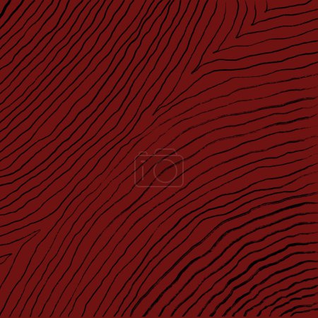 Curved lines hand drawing abstract texture illustration on burgundy background.